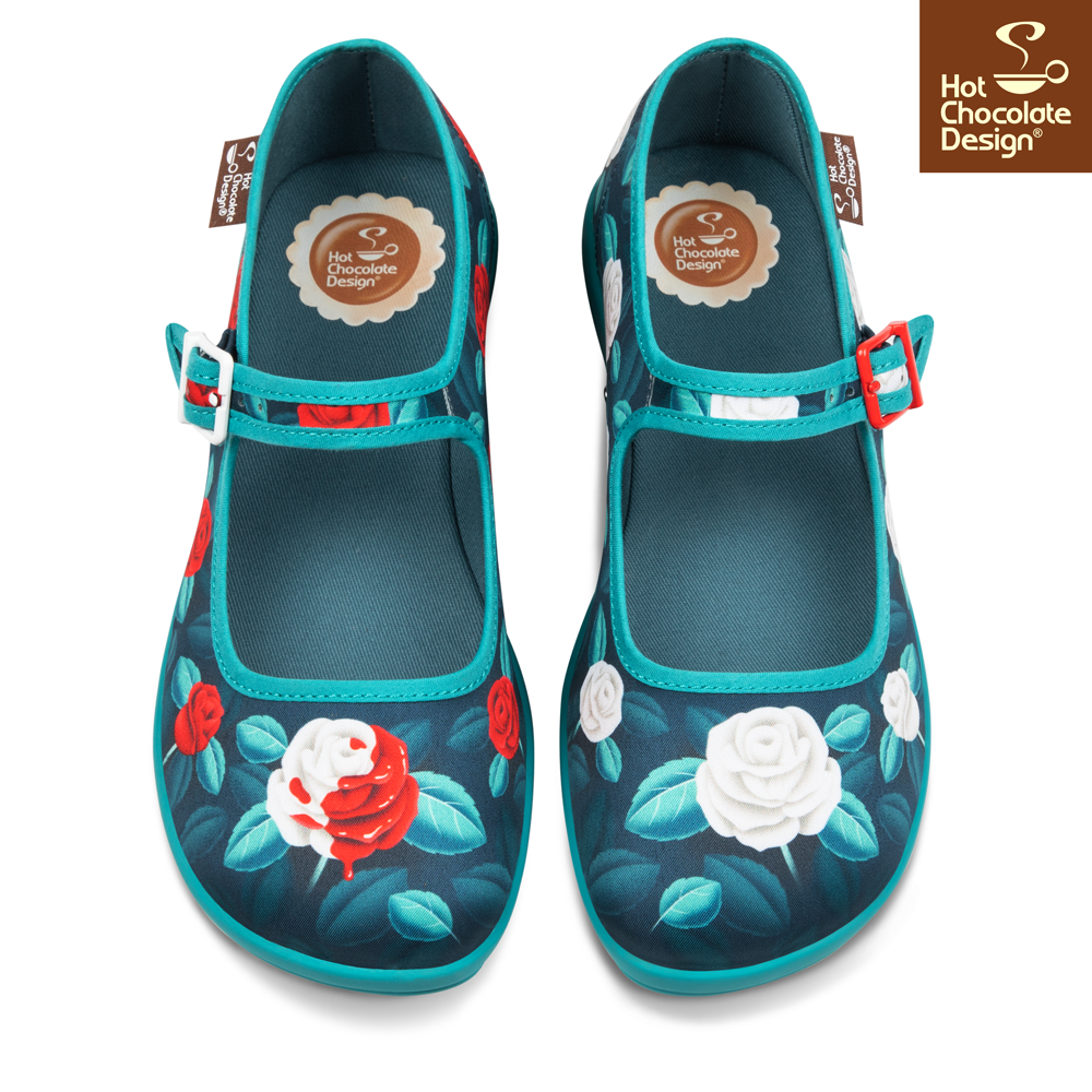 Hot Chocolate Design Paint the Roses Red Gothic Floral Mary Jane Flats