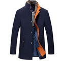 Biutimarden Men's Navy Blue Wool Winter Coat with Scarf | Size M