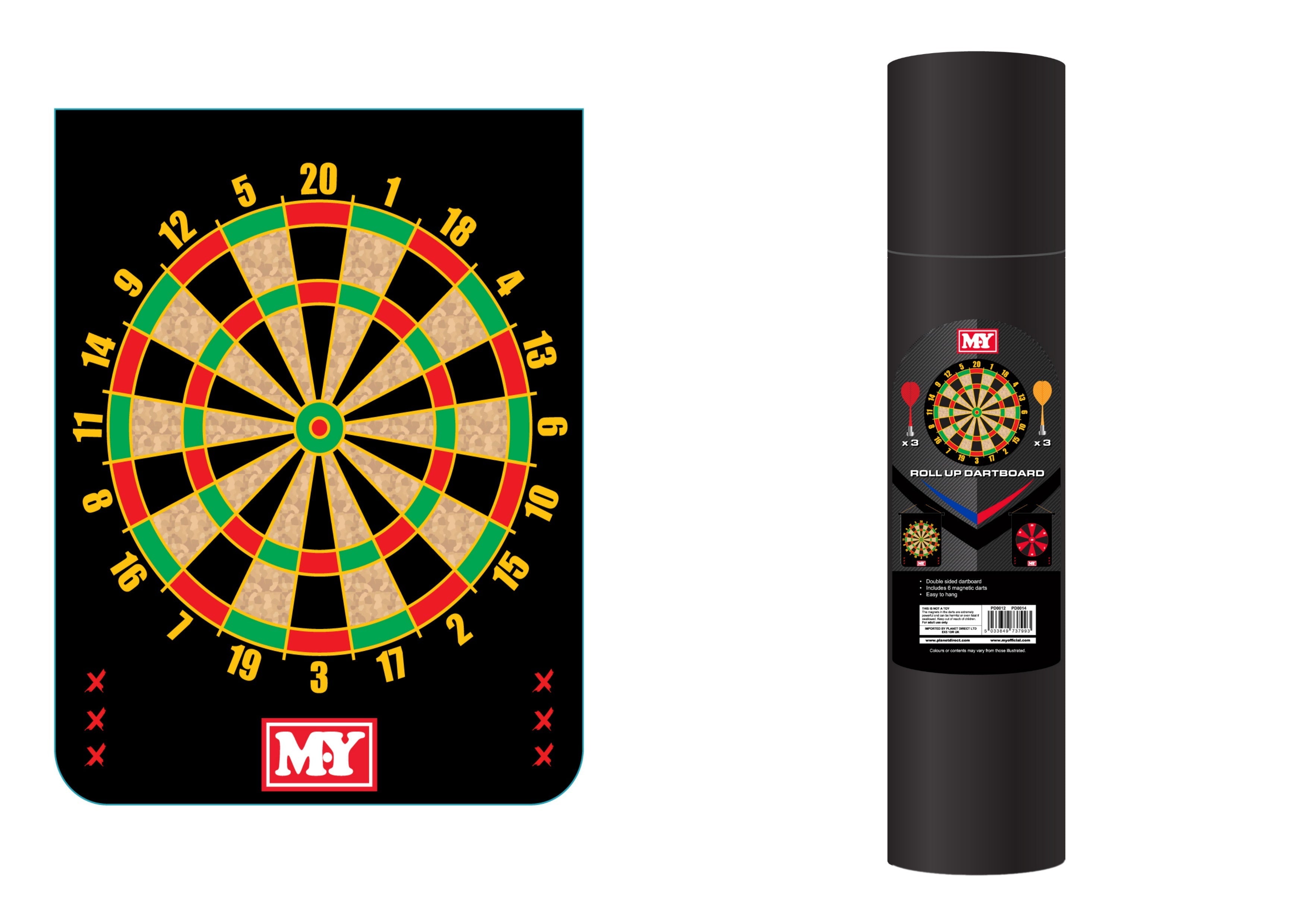 Snaps 15" Roll Up Dart Board – Portable Indoor Wall Game Dart Set