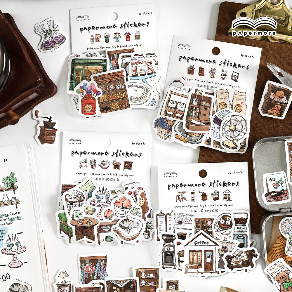 LuLuFun Studio Daily Life Paper Stickers - 30 Piece Journaling Set
