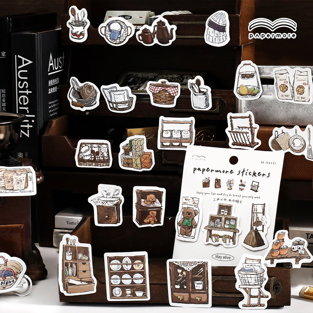 LuLuFun Studio Daily Life Paper Stickers - 30 Piece Journaling Set