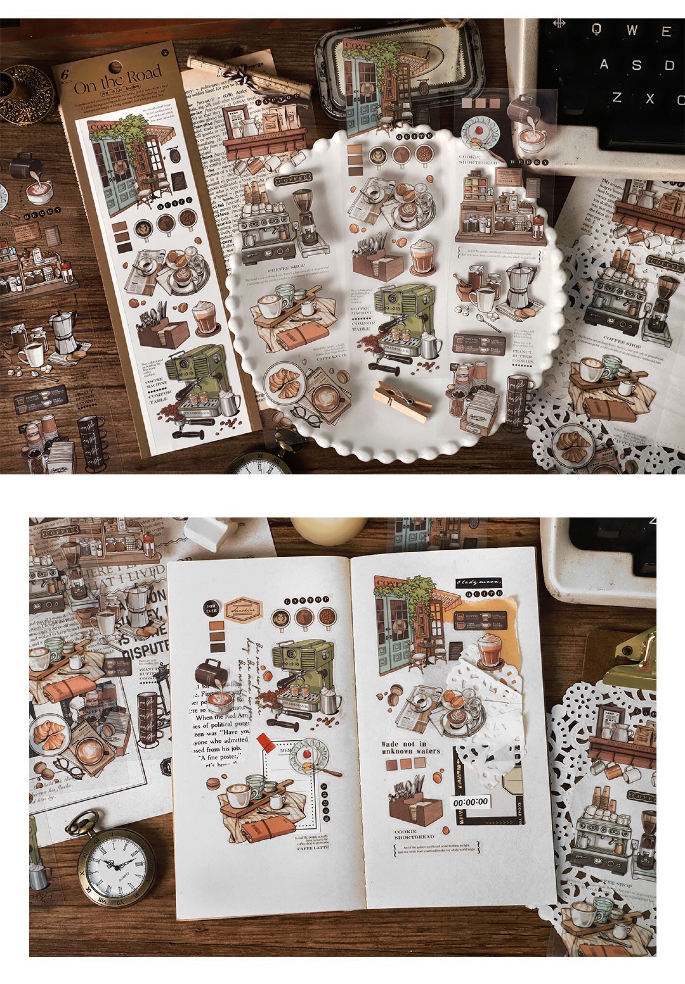 LuLuFun Studio On The Road Decorative Sticker Sheets for Journaling