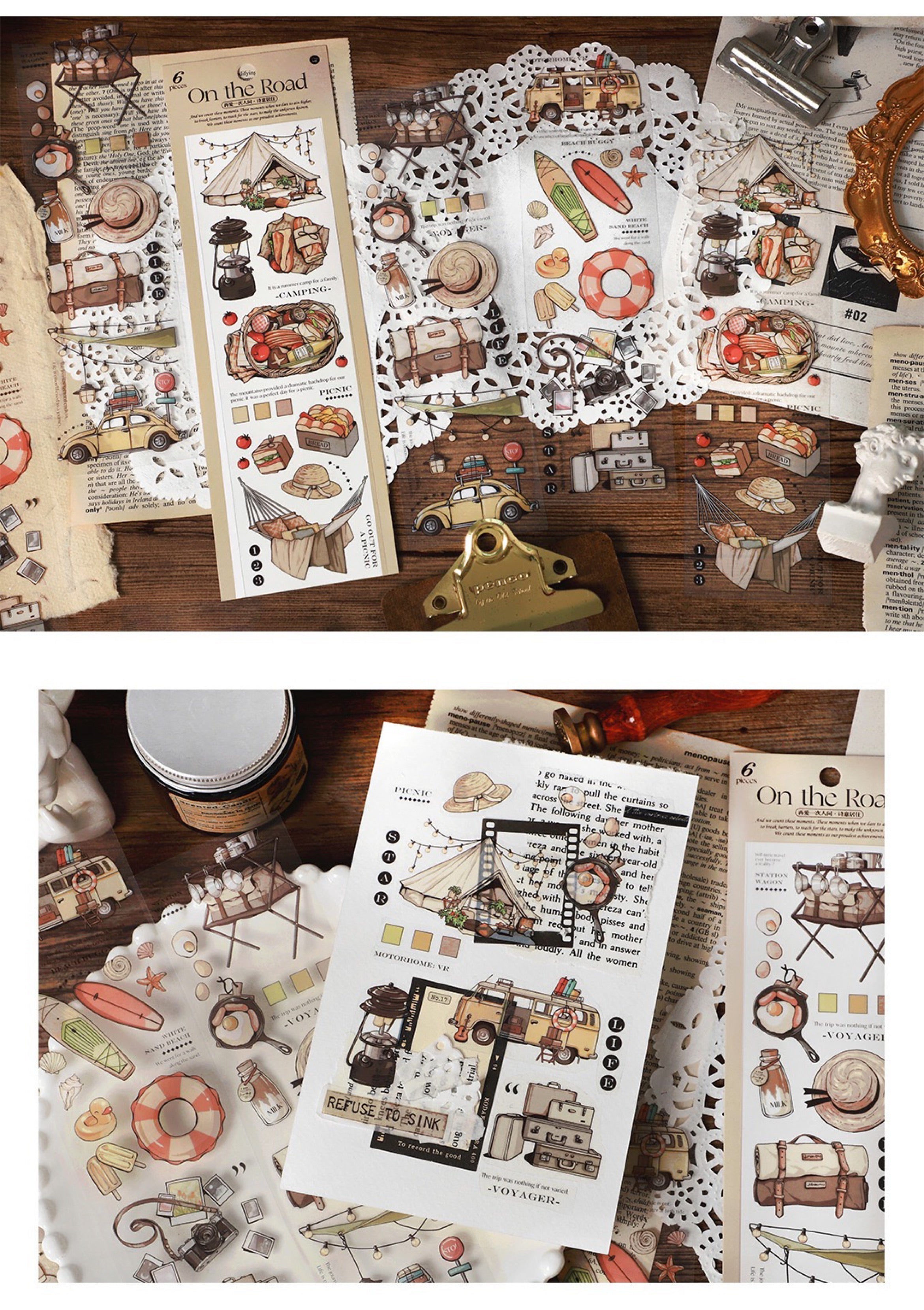 LuLuFun Studio On The Road Decorative Sticker Sheets for Journaling