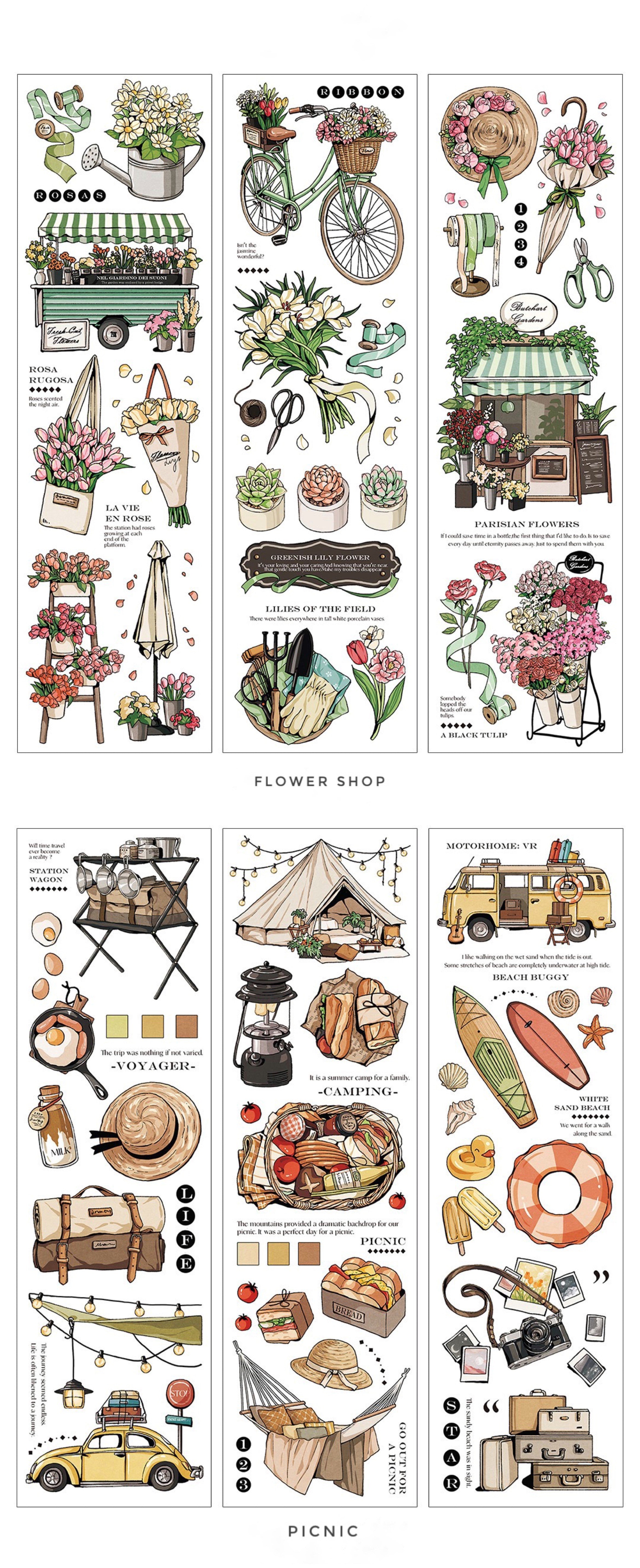 LuLuFun Studio On The Road Decorative Sticker Sheets for Journaling