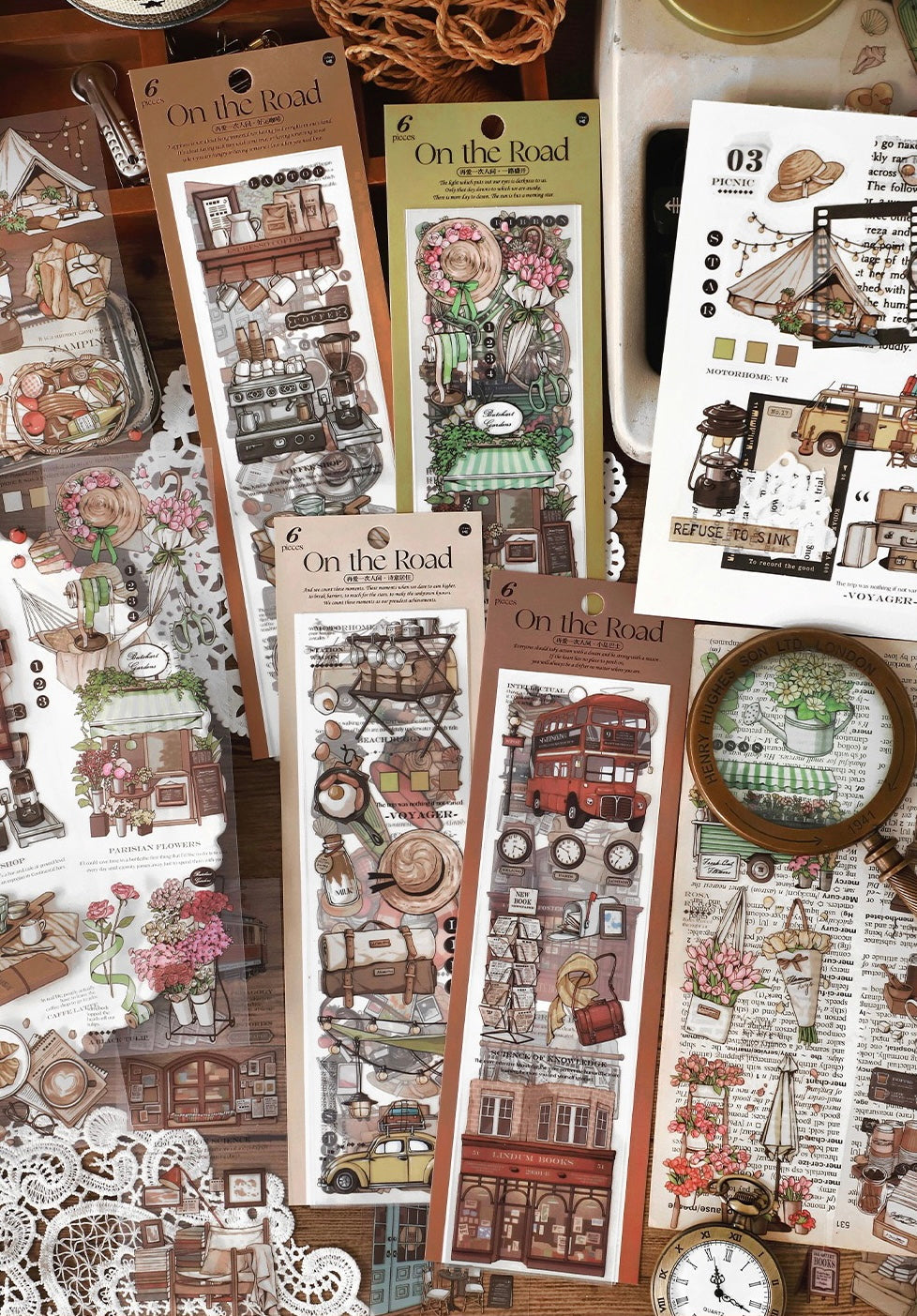 LuLuFun Studio On The Road Decorative Sticker Sheets for Journaling