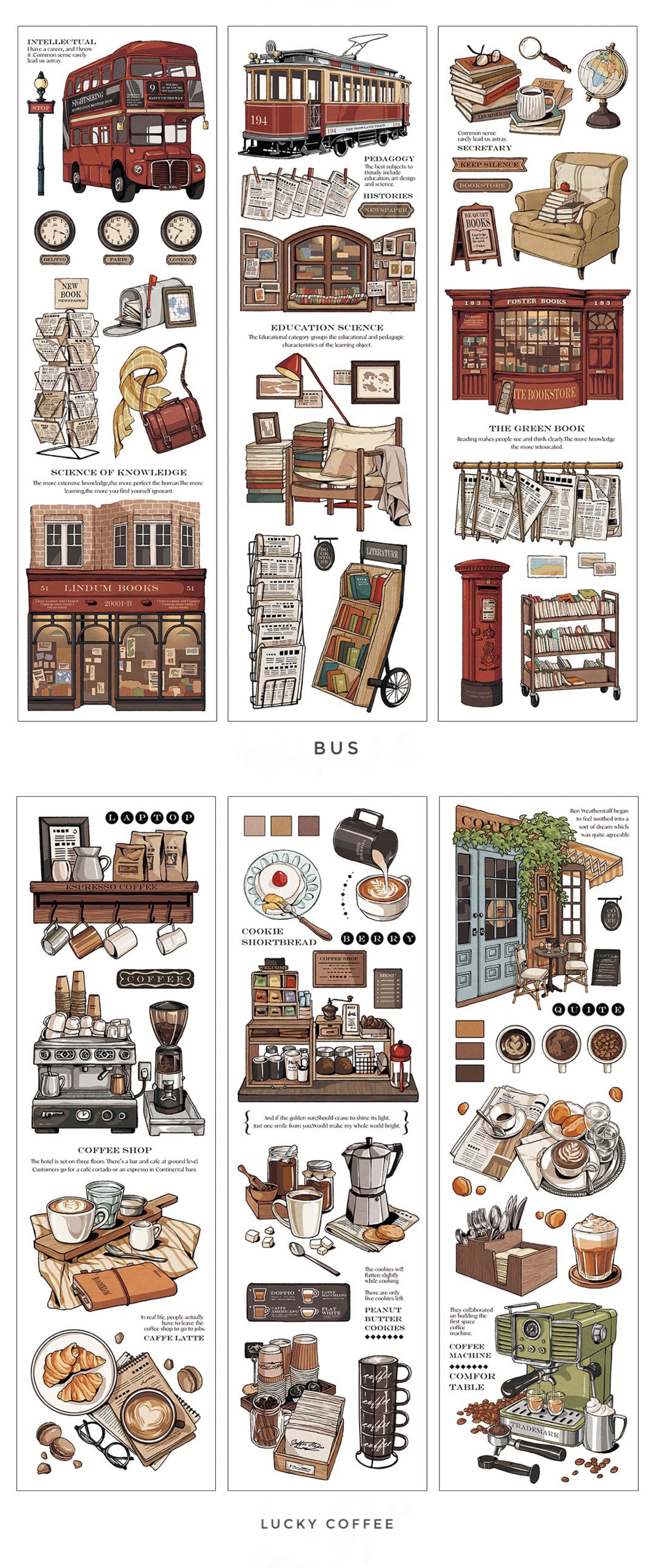 LuLuFun Studio On The Road Decorative Sticker Sheets for Journaling