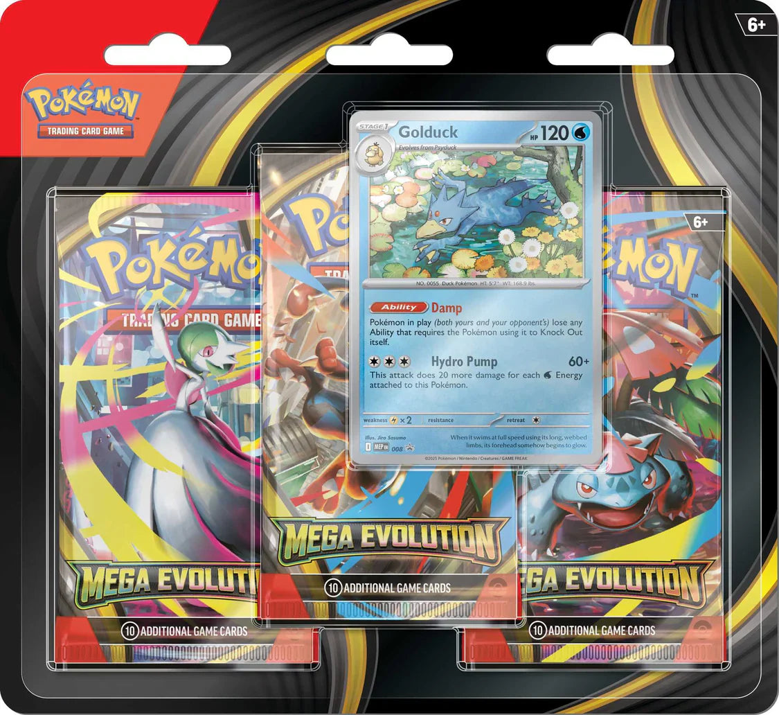 Pokemon TCG: Mega Evolution 3-Pack Booster Set with Foil Promo Card