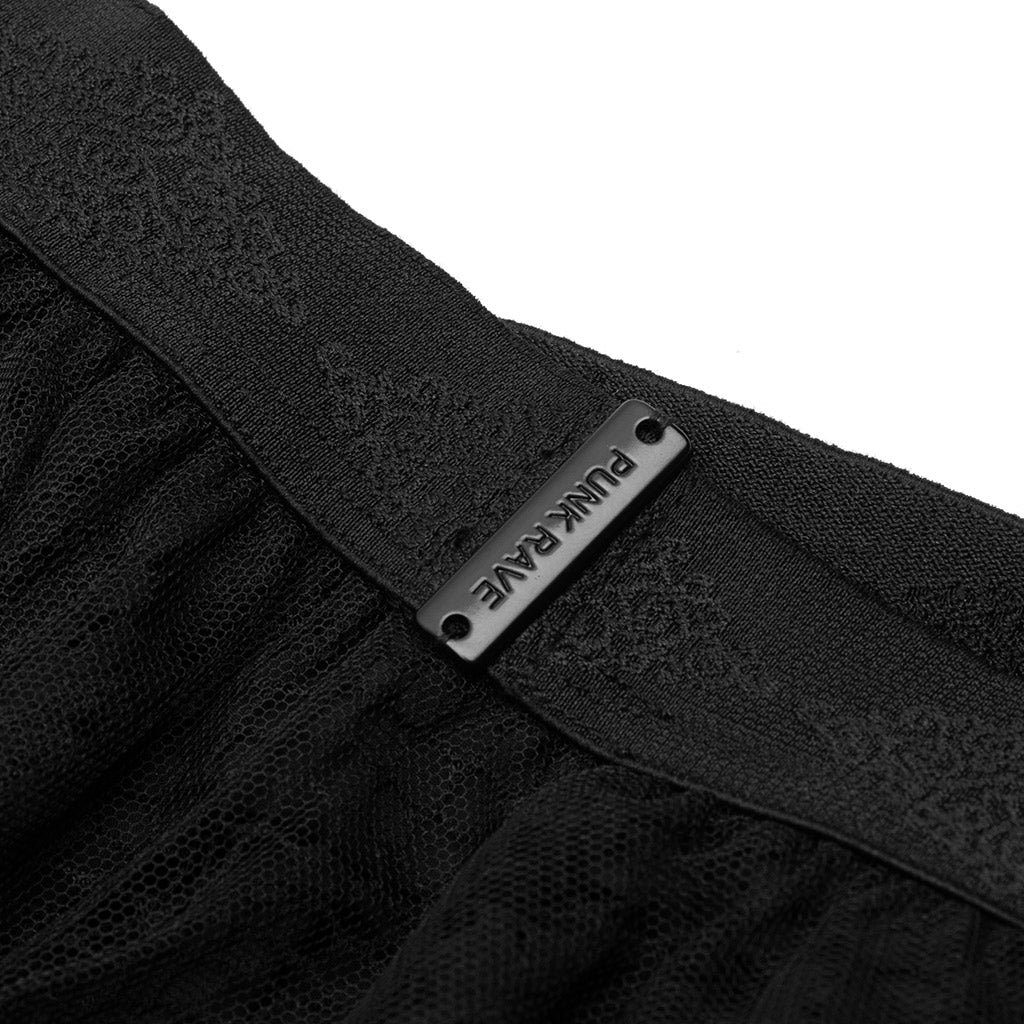 Punk Rave Caitlyn Gothic Skirt – Mesh and Lace Layered Handkerchief