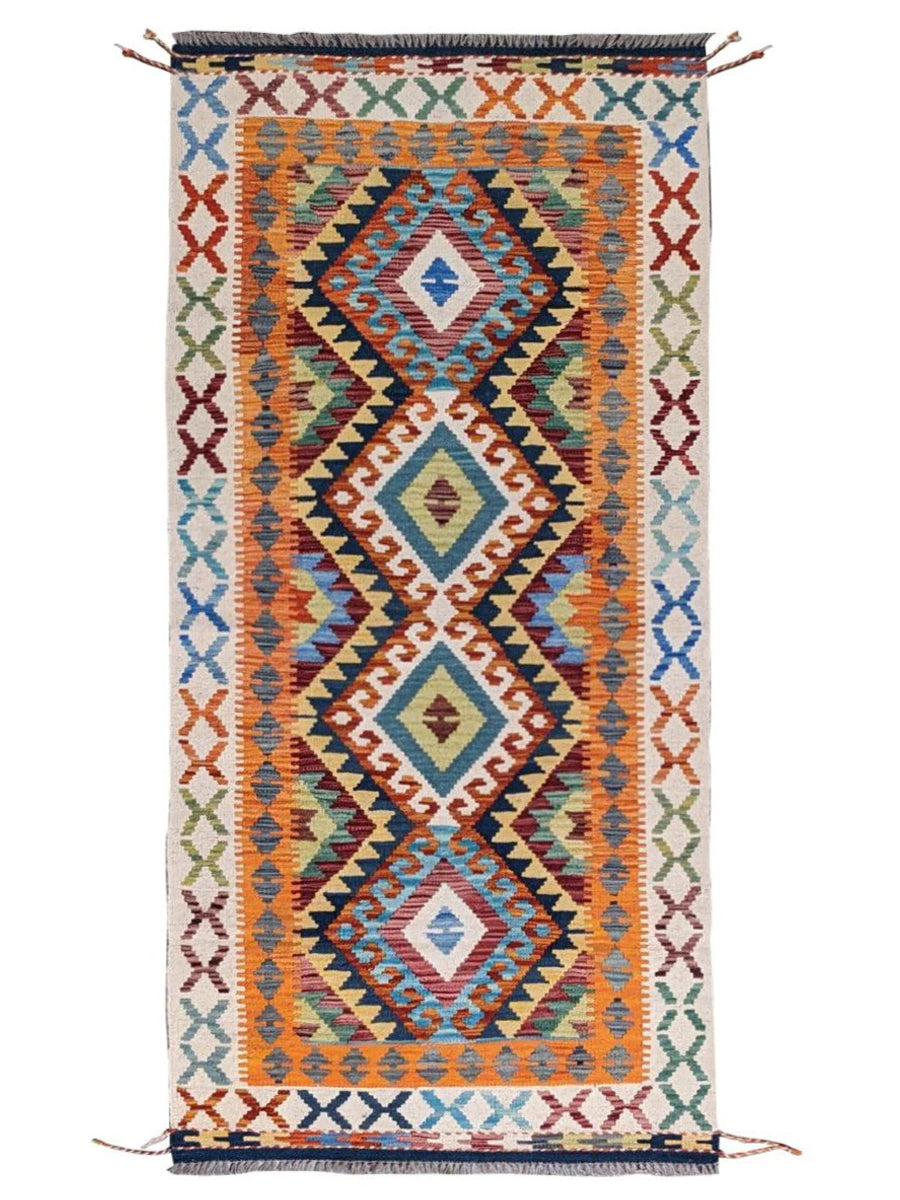 Maimana Afghanistan Kilim Rug - 188 x 86 cm