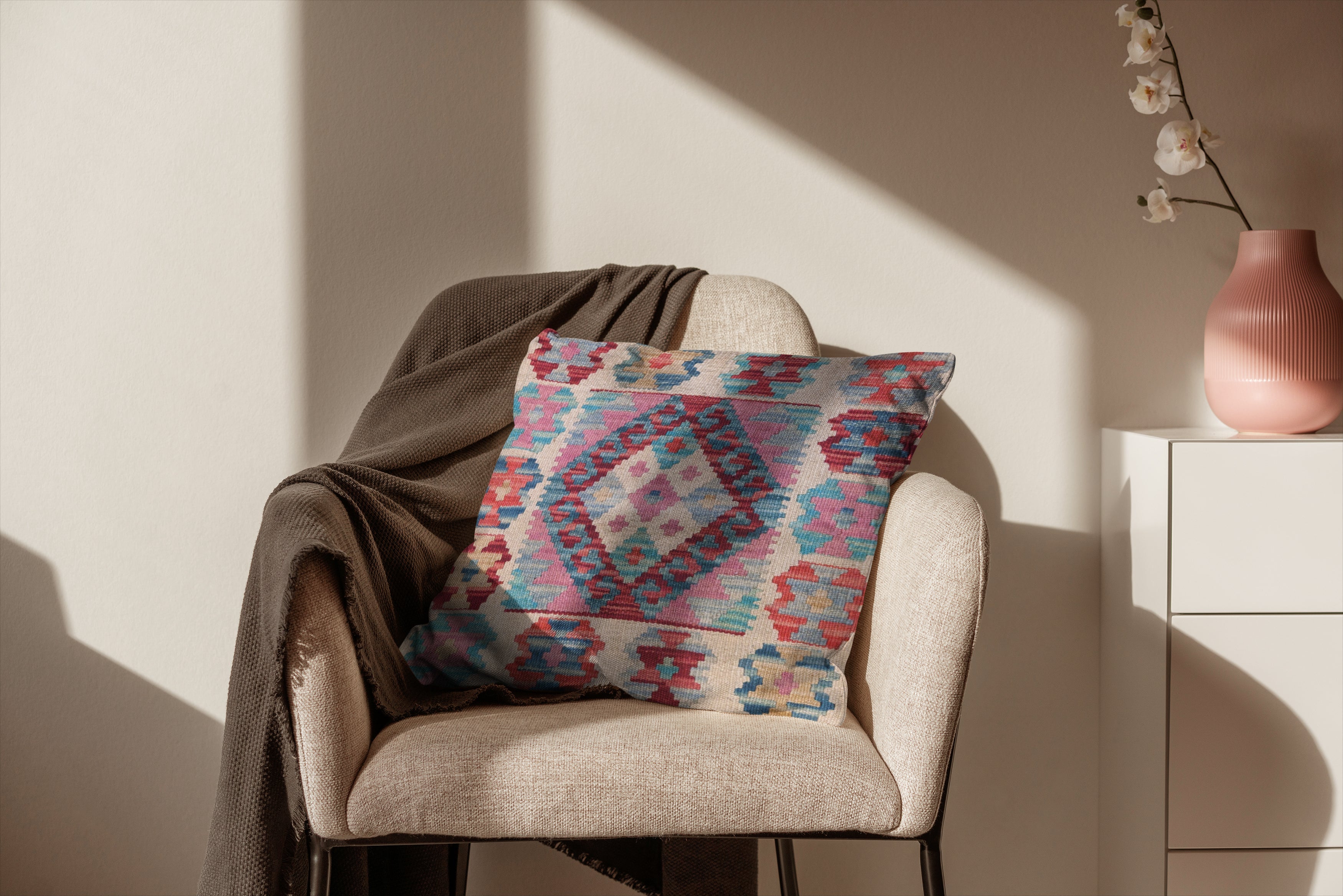 Afghan Kilim Cushion Cover - 45 x 45 cm