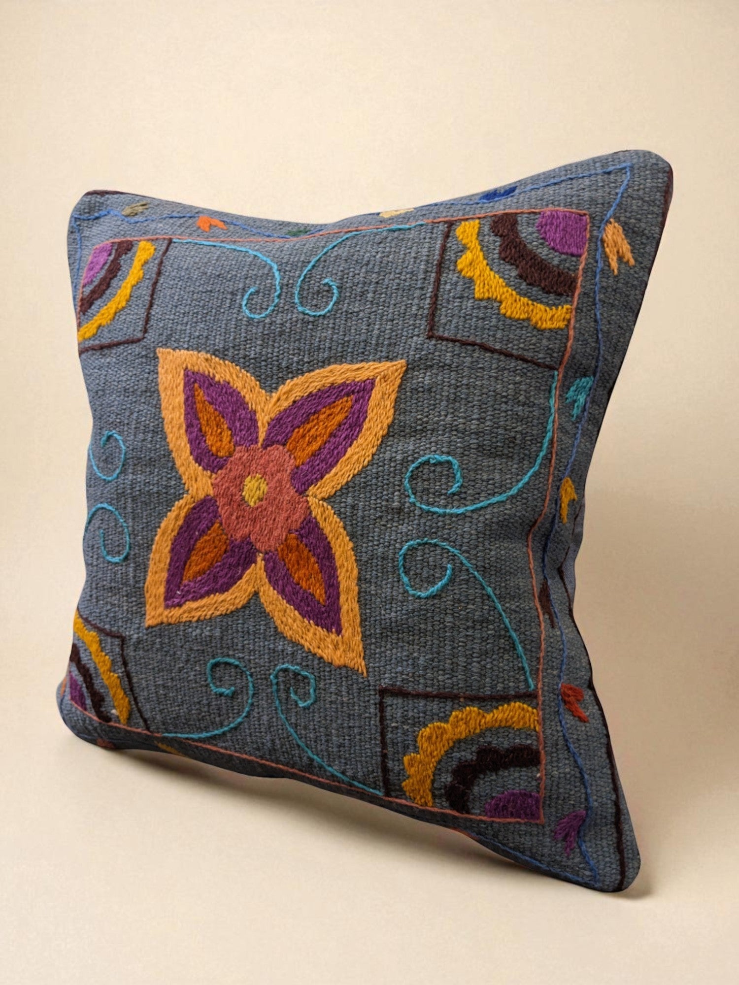 Suzani Hand Embroidered Cushion Cover - 45 x 45 cm