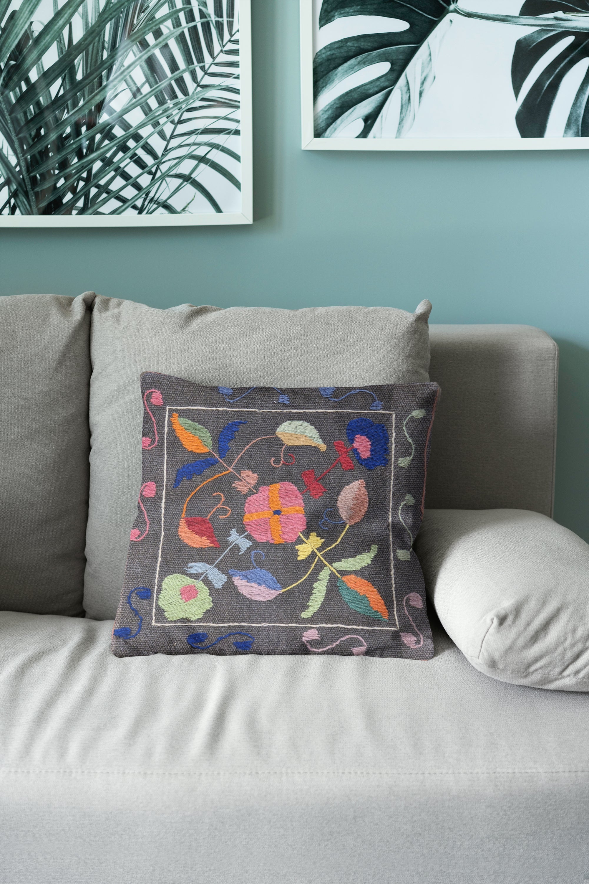 Suzani Hand Embroidered Cushion Cover - 45 x 45 cm