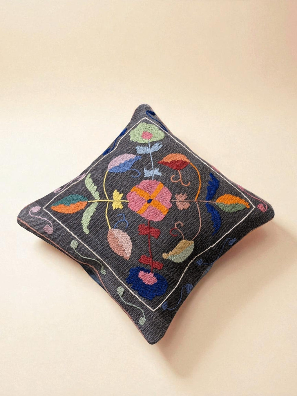 Suzani Hand Embroidered Cushion Cover - 45 x 45 cm