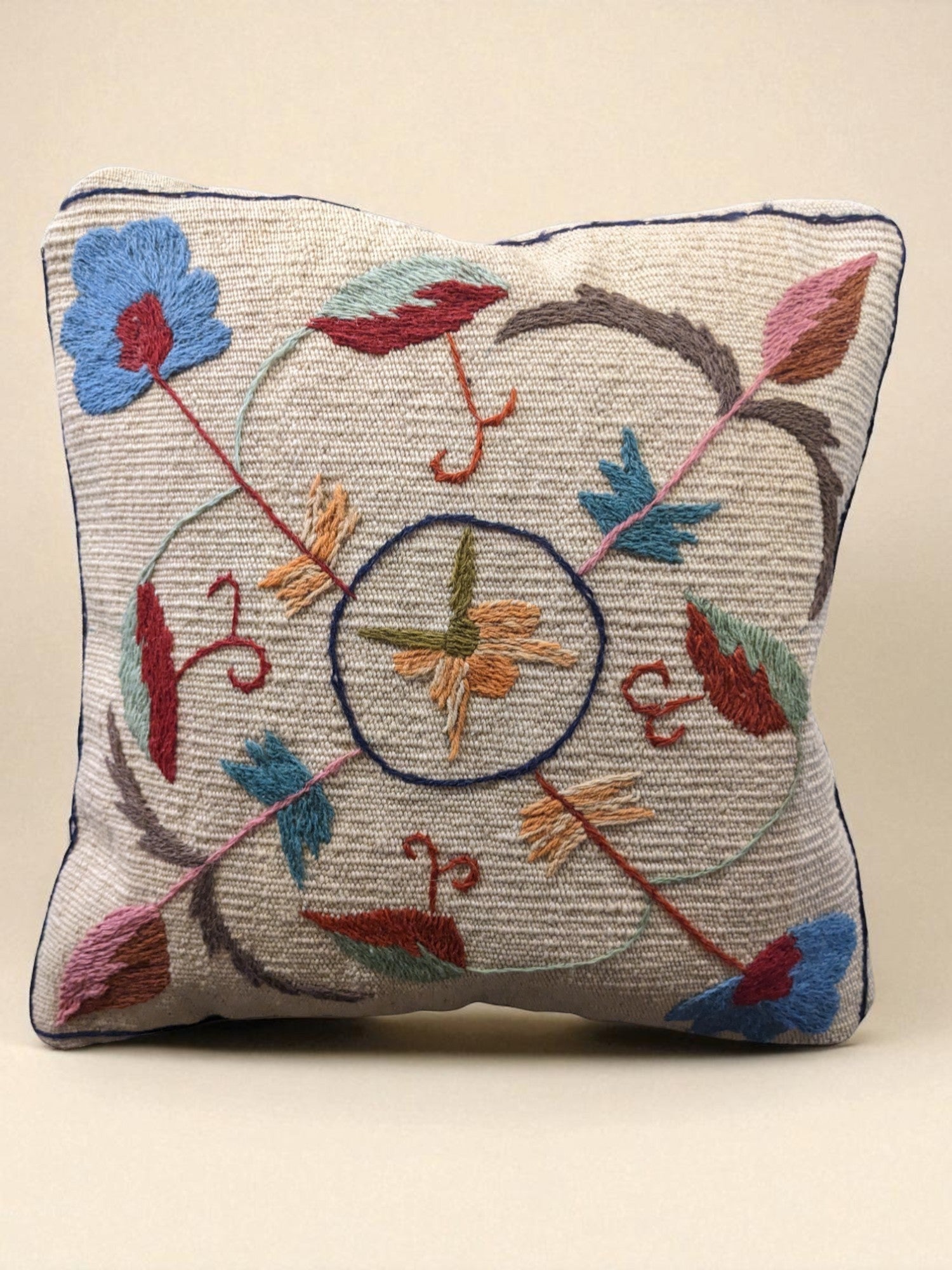 Suzani Hand Embroidered Cushion Cover - 45 x 45 cm