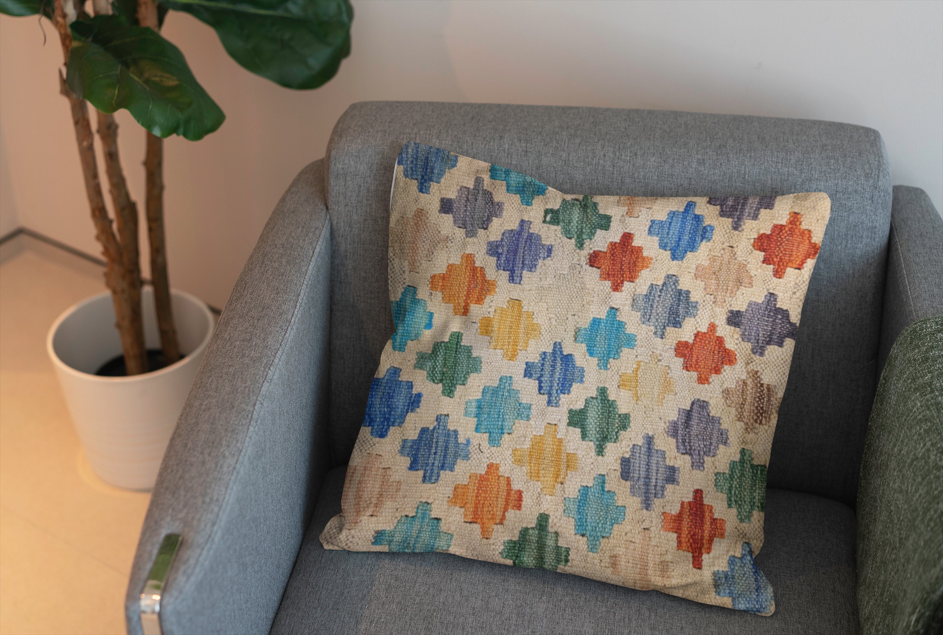 Afghan Kilim Cushion Cover - 46 x 46 cm
