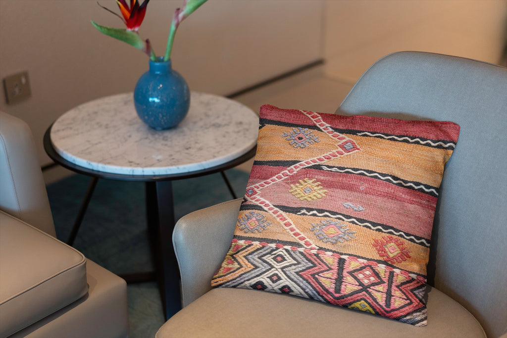 Turkish Kilim Vintage Cushion Cover - 40 x 40 cm