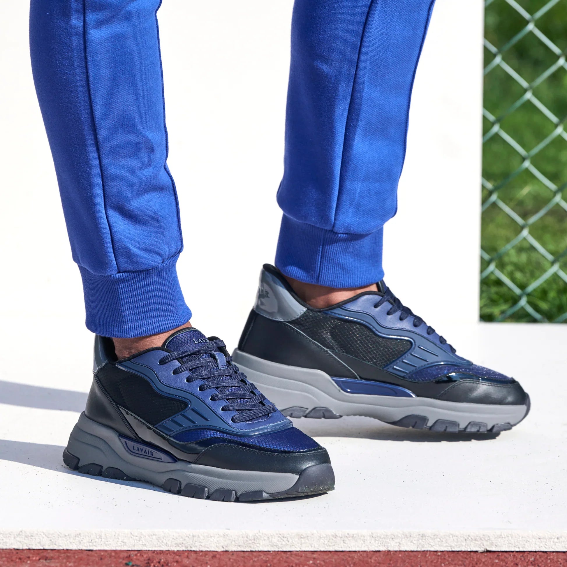 Lavair Pacific 2.0 Navy Chunky Leather Trainers - Men's UK 6 EU 40
