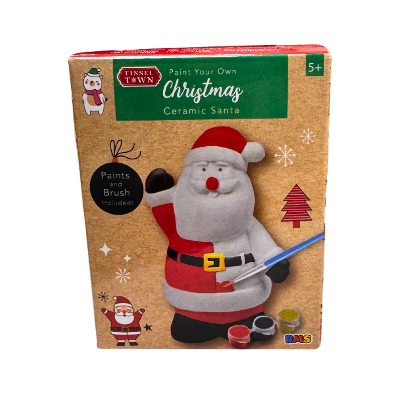 PoundFun Paint Your Own Christmas Santa Figure – DIY Holiday Craft Kit