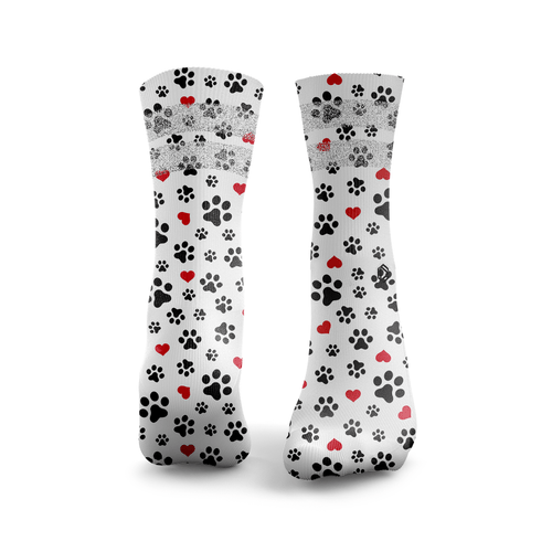 Paw Print Hearts Glitter Socks