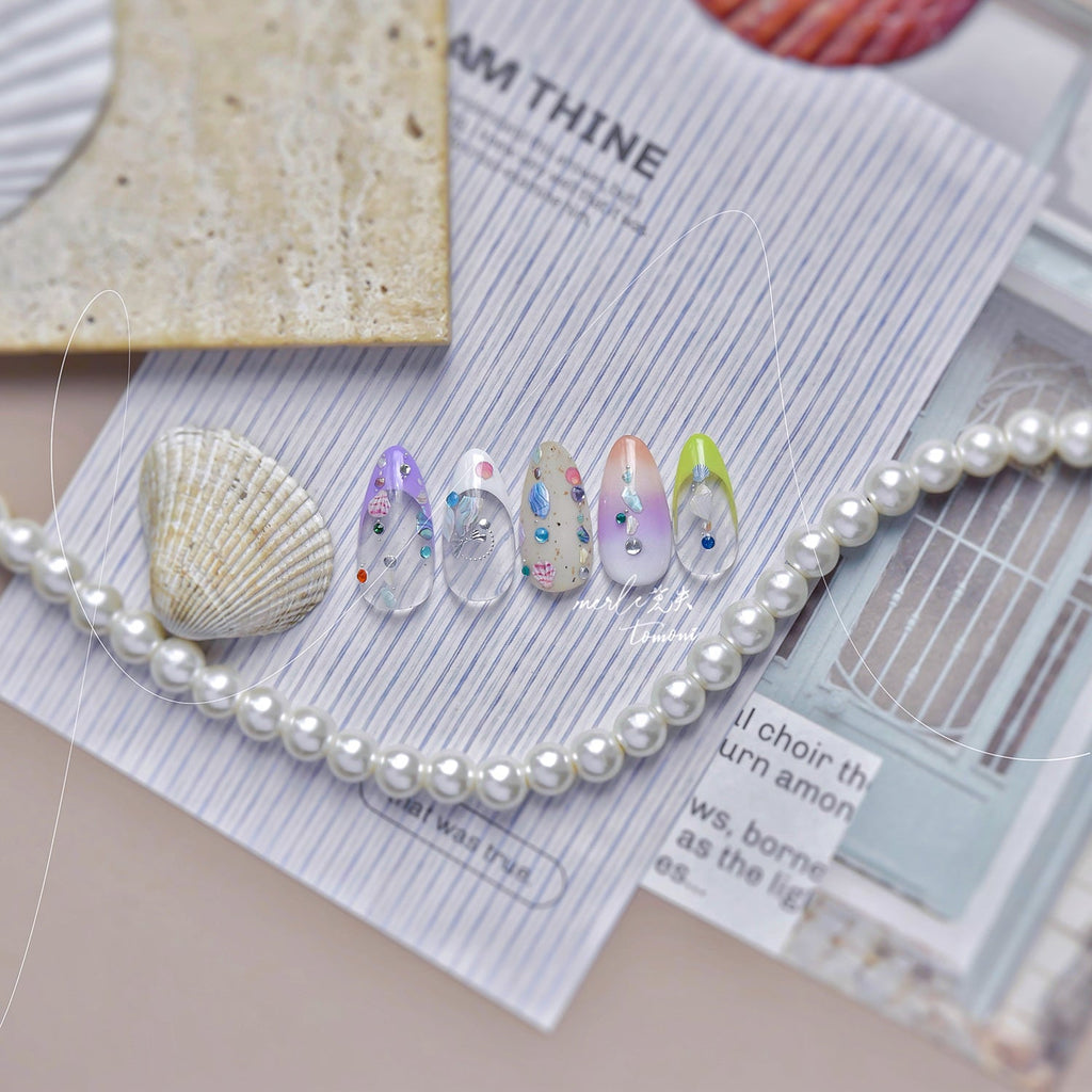 LuLuFun Studio Pearl Shell Gemstone Necklace Nail Art Deco Stickers
