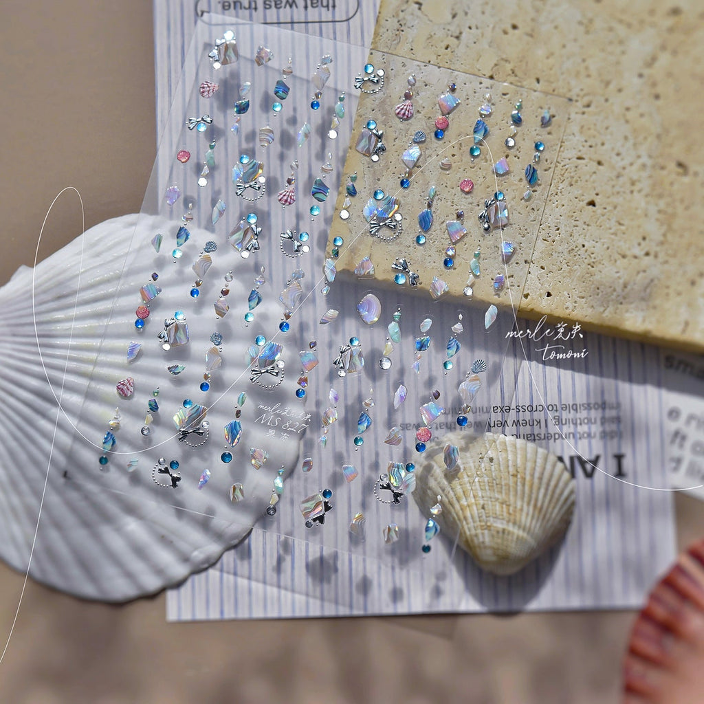LuLuFun Studio Pearl Shell Gemstone Necklace Nail Art Deco Stickers
