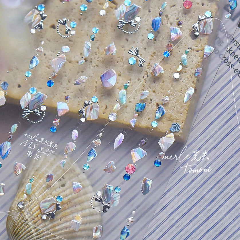 LuLuFun Studio Pearl Shell Gemstone Necklace Nail Art Deco Stickers