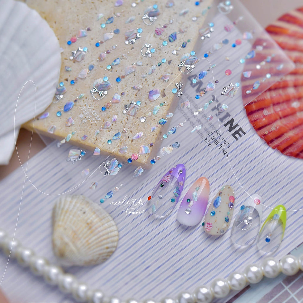 LuLuFun Studio Pearl Shell Gemstone Necklace Nail Art Deco Stickers