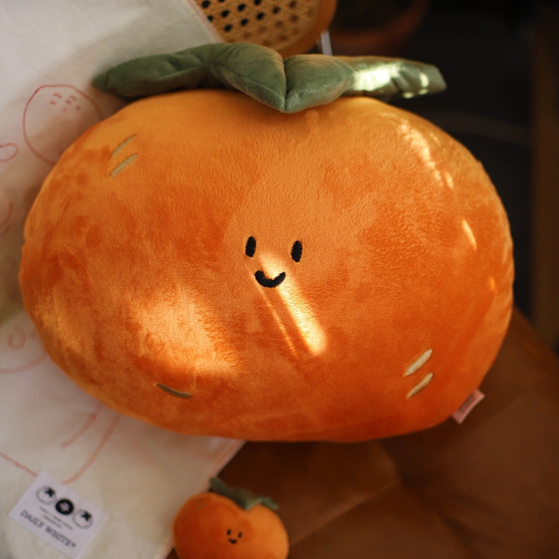 LuLuFun Studio Persimmon and Peanut Plush Pillow – Soft Novelty Cushion