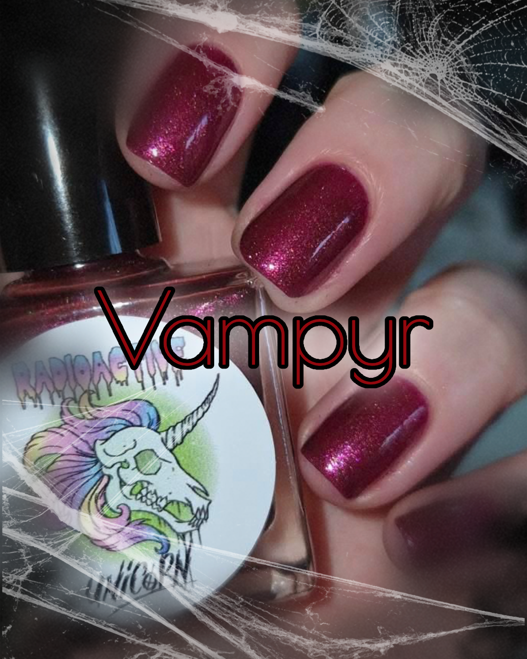 Radioactive Unicorn Vampyr Nail Polish – Red Shimmer Vegan Lacquer