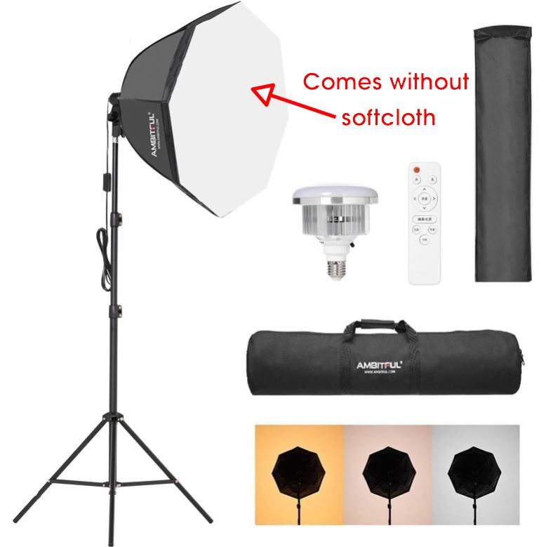 AMBITFUL AL-50 50W Bi-Color LED Softbox Studio Photography Lighting Kit