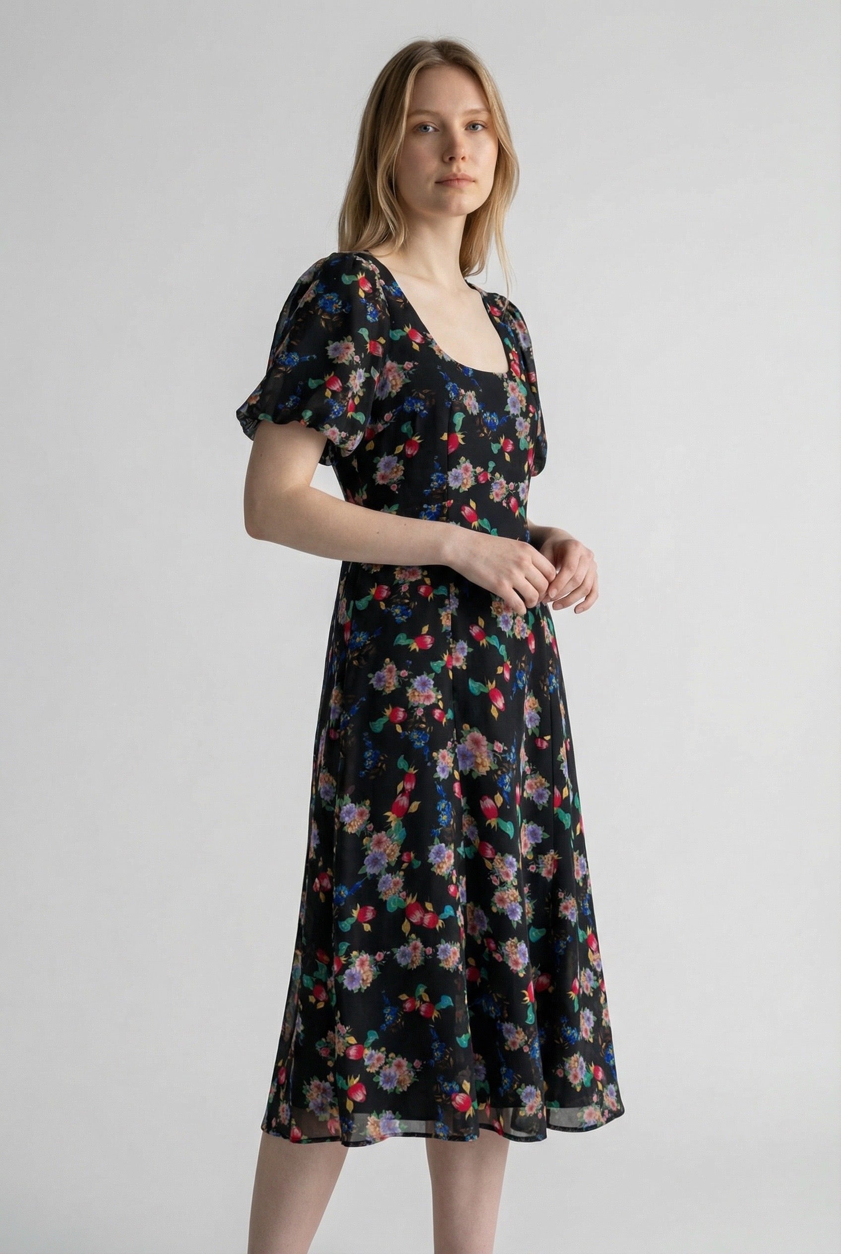 Louche Nadine Carpathian Florals Print Midi Dress