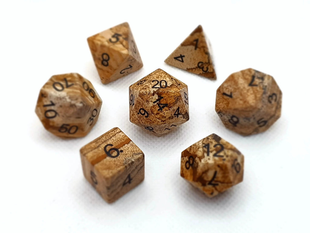 Picasso Jasper | Gemstone Dice | 7 Piece Set