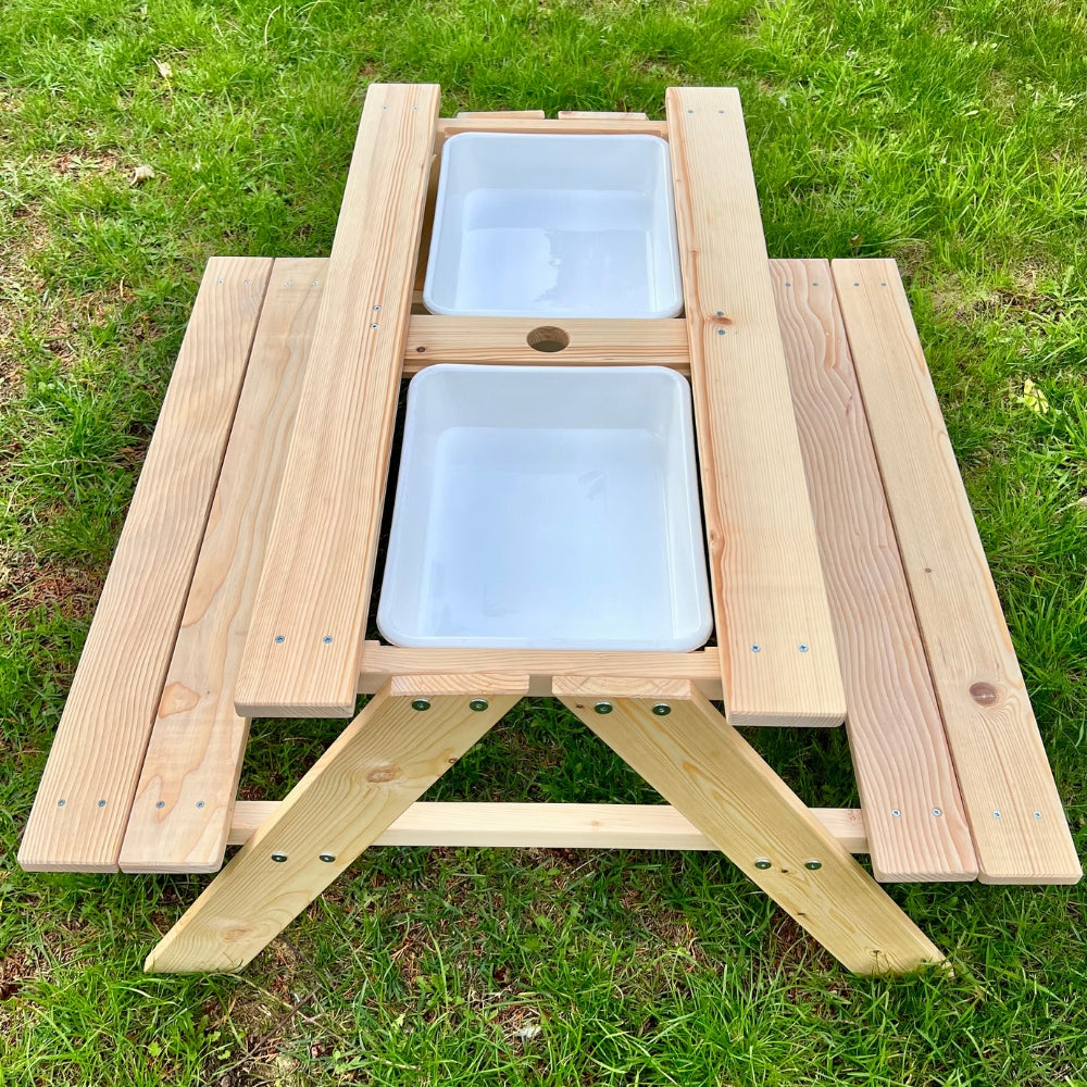 Kub Kids 3-in-1 Wooden Picnic Table With Removable Trays