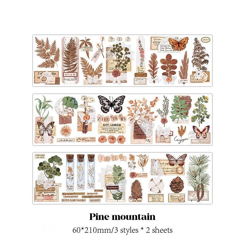 LuLuFun Studio Mountain Plant PET Botanical Stickers for Journaling