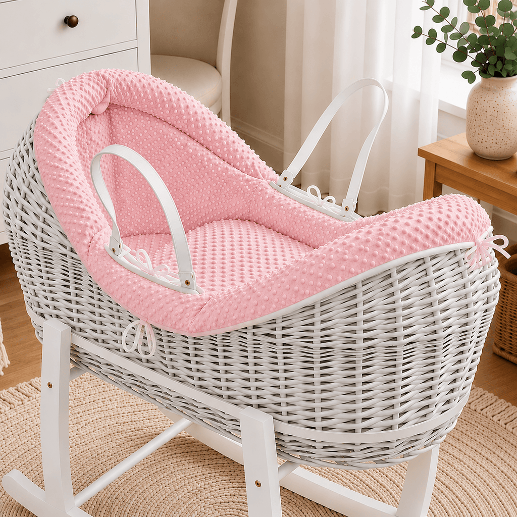 For Your Little One Pink Dimple Moses Basket Bedding Set – 2 Piece
