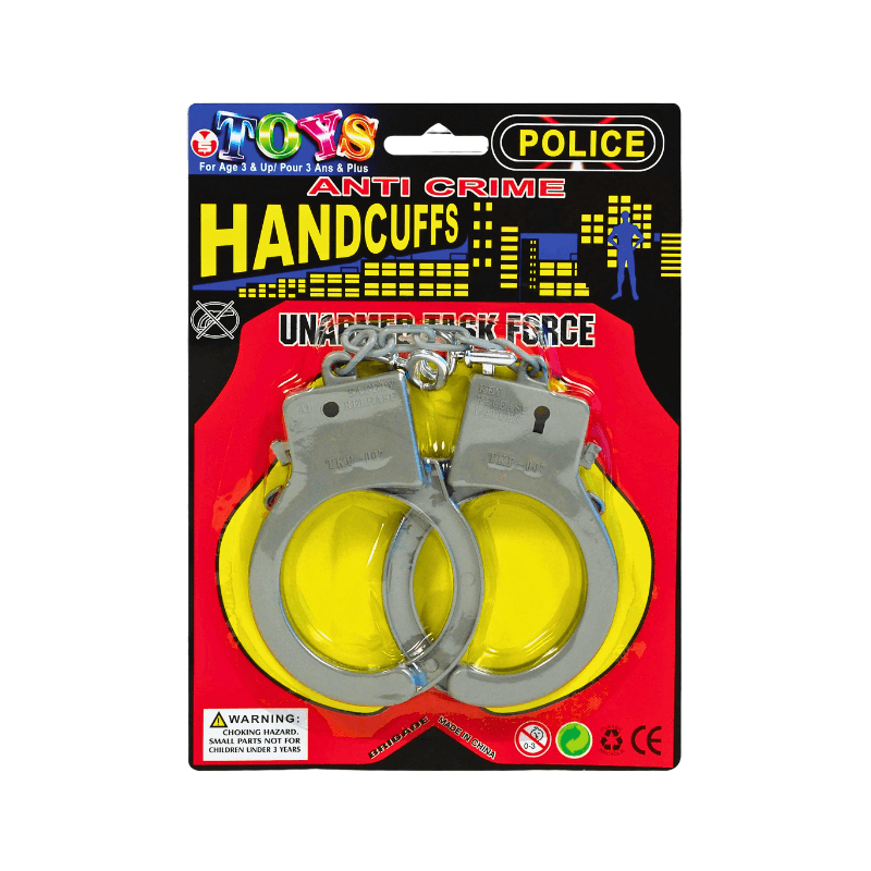 PoundFun Kids Plastic Toy Handcuffs – Police Roleplay Costume Accessory