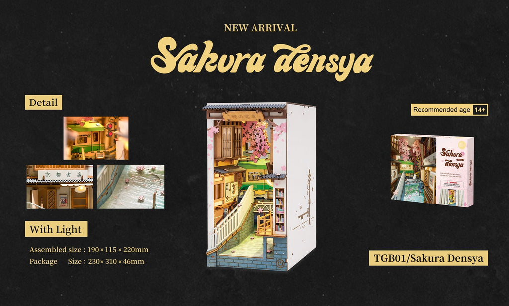 Rolife Sakura Densya DIY Book Nook Kit | 3D Wooden Miniature Diorama