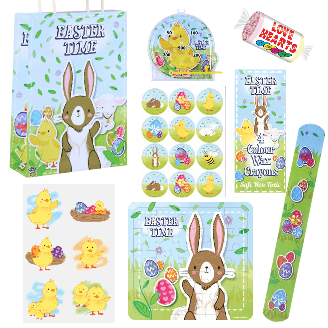 PoundFun Easter Pre-Filled Party Bag - 8 Piece Kids Party Favor Set