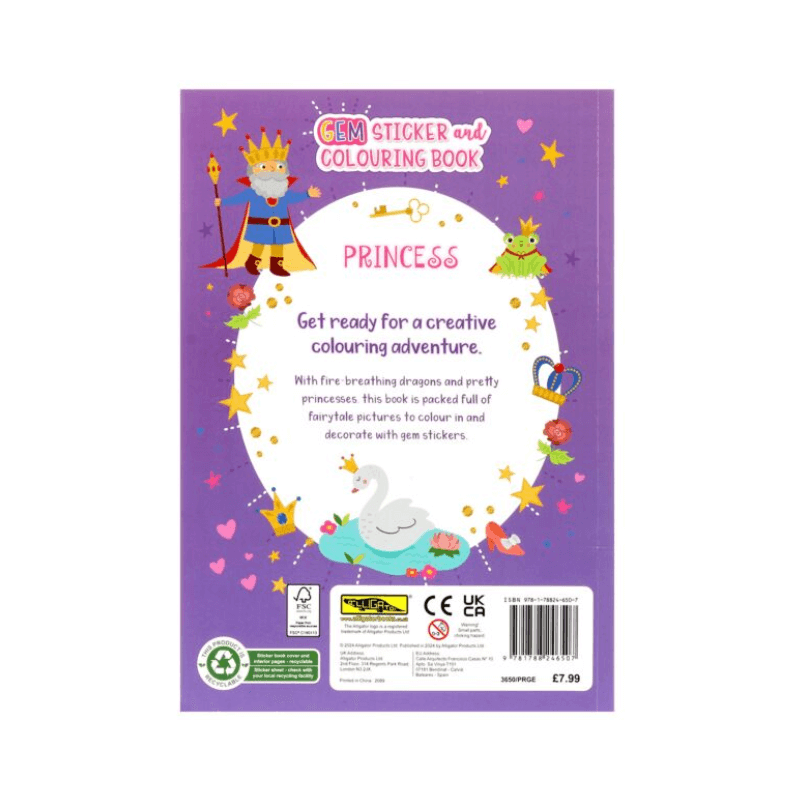 PoundFun Princess Gem Sticker Colouring Book with 1440 Sparkle Gems