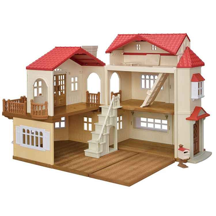 Sylvanian Families Red Roof Country Home – Dollhouse with Secret Attic