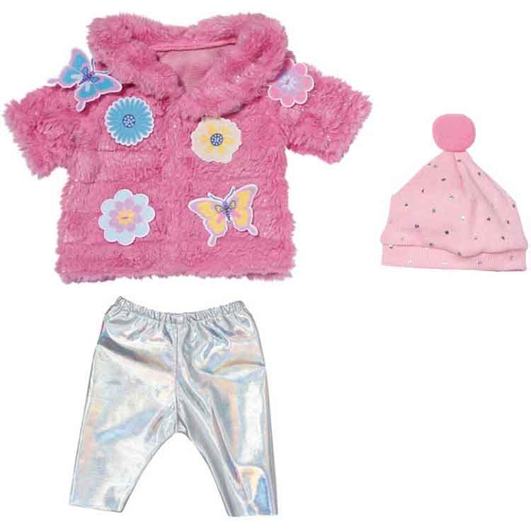 BABY born Pink Fluffy Coat Set – 43cm Doll Clothing with Leggings & Hat