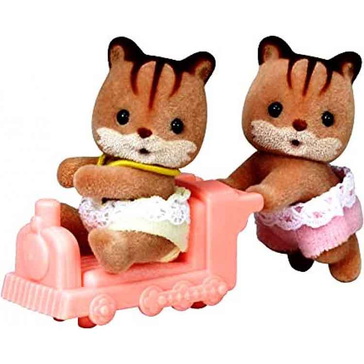 Sylvanian Families Walnut Squirrel Twins - Miniature Animal Figures