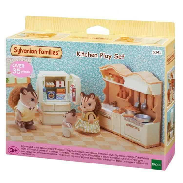 Sylvanian Families Kitchen Play Set – Miniature Dollhouse Toy with Fridge
