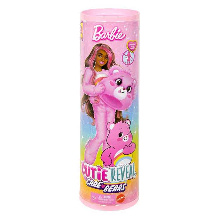 Barbie Cutie Reveal Care Bears Doll – Pink Cheer Bear Plush Costume