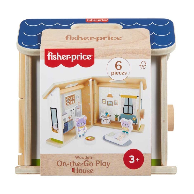Fisher-Price Wooden On-the-Go Play House – Portable Dollhouse Playset