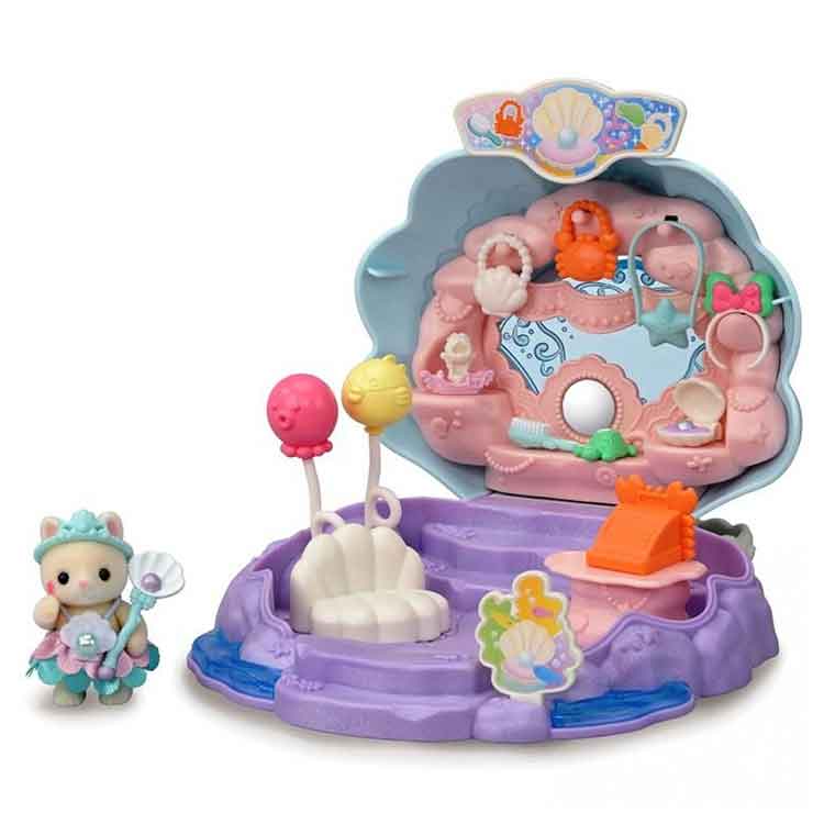 Sylvanian Families Baby Mermaid Shop – Seashell Carry Case Playset