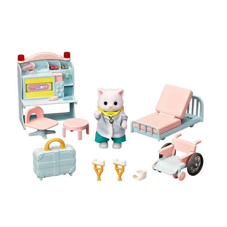 Sylvanian Families Village Doctor Starter Set – Persian Cat Figure