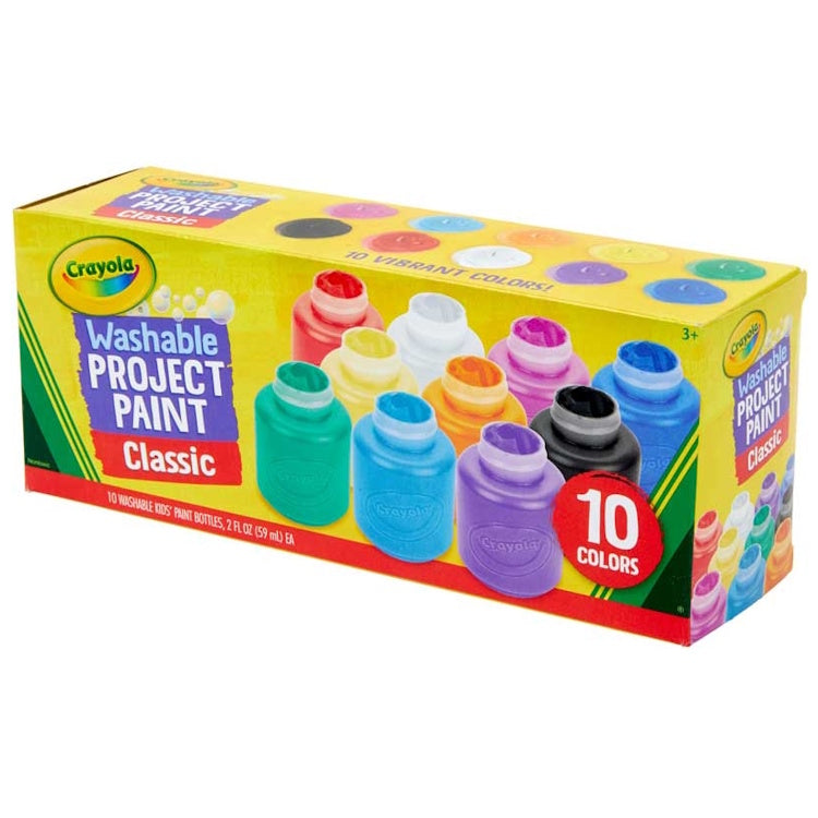 Crayola Washable Kids Paints – 10 Non-Toxic Colors for Arts & Crafts