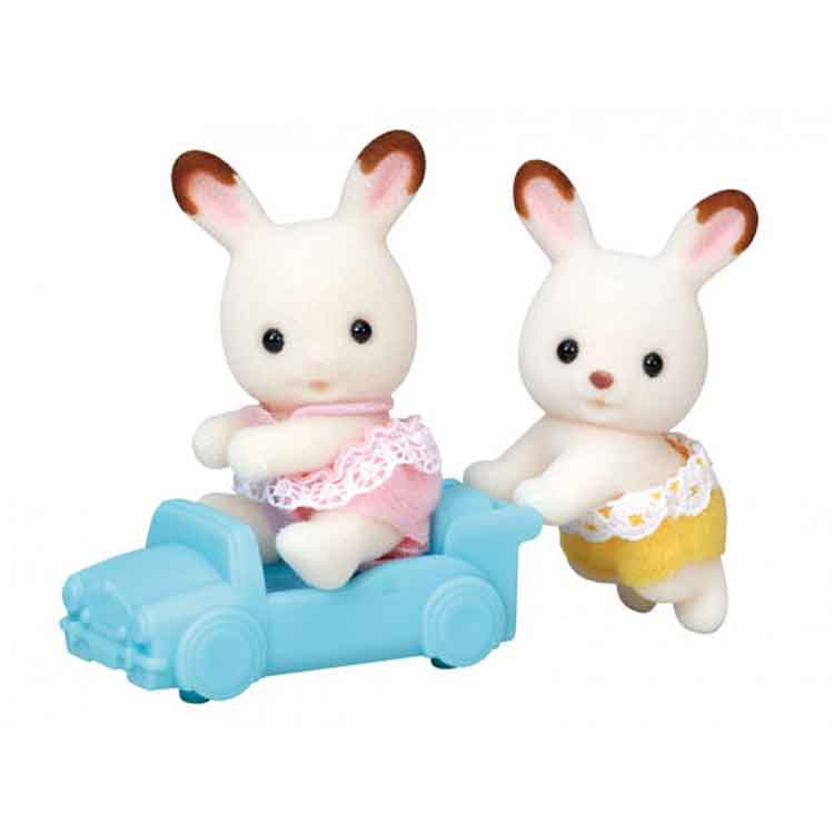 Sylvanian Families Chocolate Rabbit Twins Collectible Figures with Toy