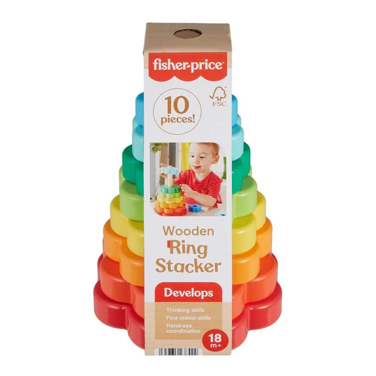 Fisher-Price Wooden Ring Stacker – FSC-Certified Toddler Stacking Toy